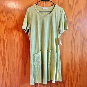 Jess & Jane Small Casual T-Shirt Dress Pockets Special Dye Made‎ in USA Small